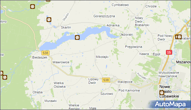 mapa Mikołajki gmina Kurzętnik, Mikołajki gmina Kurzętnik na mapie Targeo