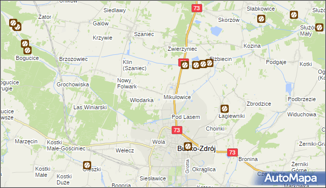 mapa Mikułowice gmina Busko-Zdrój, Mikułowice gmina Busko-Zdrój na mapie Targeo