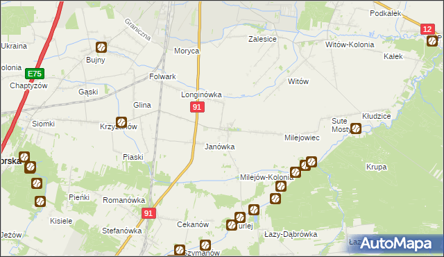 mapa Milejów gmina Rozprza, Milejów gmina Rozprza na mapie Targeo