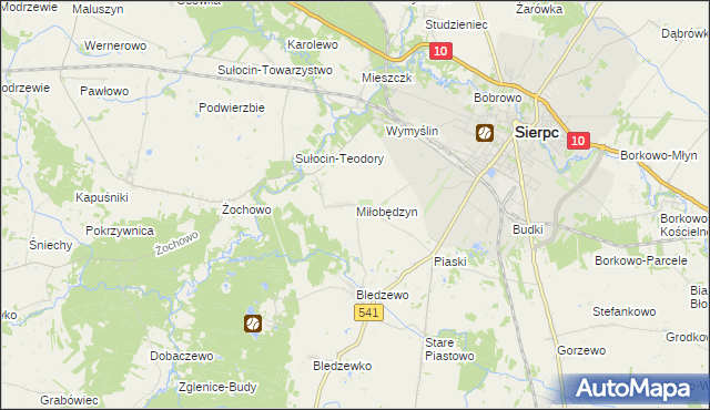 mapa Miłobędzyn, Miłobędzyn na mapie Targeo