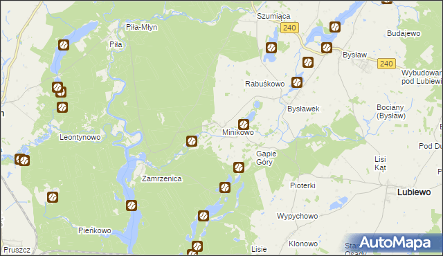 mapa Minikowo gmina Lubiewo, Minikowo gmina Lubiewo na mapie Targeo