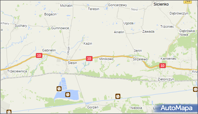 mapa Minikowo gmina Nakło nad Notecią, Minikowo gmina Nakło nad Notecią na mapie Targeo