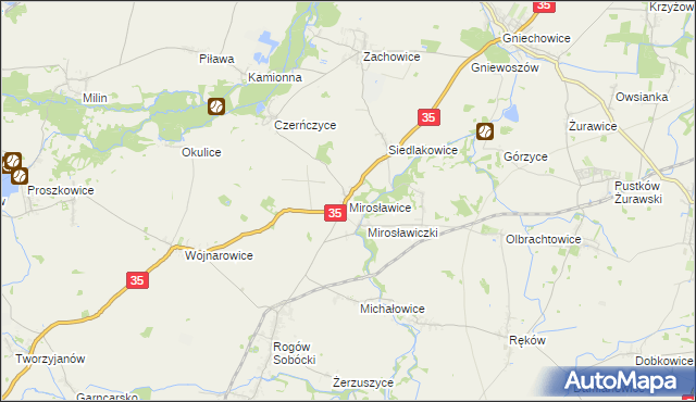 mapa Mirosławice gmina Sobótka, Mirosławice gmina Sobótka na mapie Targeo