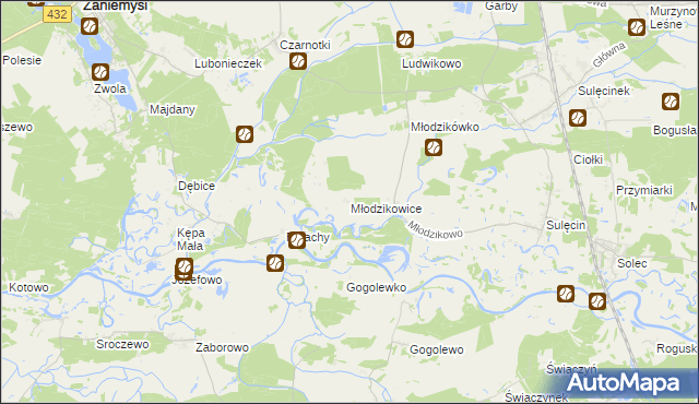 mapa Młodzikowice, Młodzikowice na mapie Targeo