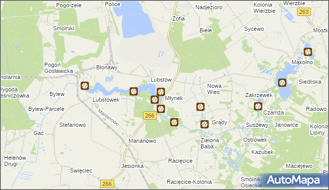 mapa Młynek gmina Sompolno, Młynek gmina Sompolno na mapie Targeo