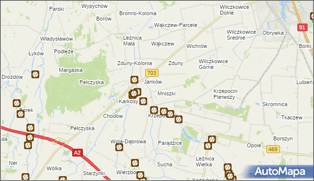 mapa Mniszki gmina Łęczyca, Mniszki gmina Łęczyca na mapie Targeo