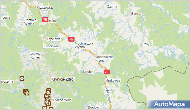 mapa Mochnaczka Niżna, Mochnaczka Niżna na mapie Targeo