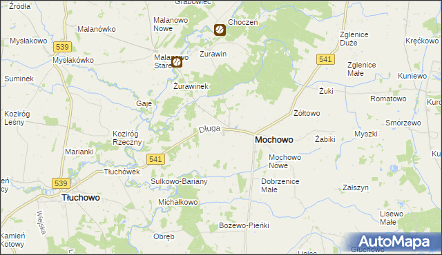 mapa Mochowo-Parcele, Mochowo-Parcele na mapie Targeo