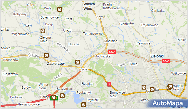 mapa Modlniczka, Modlniczka na mapie Targeo