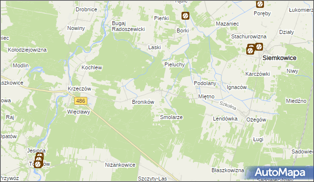 mapa Mokre gmina Siemkowice, Mokre gmina Siemkowice na mapie Targeo