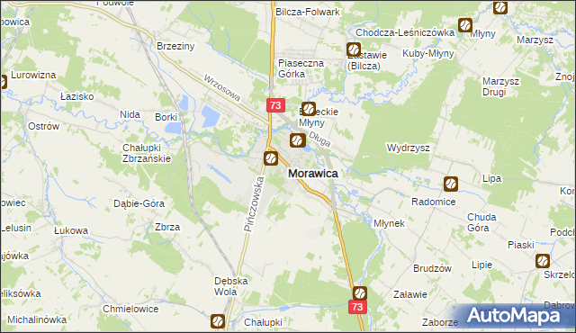 mapa Morawica powiat kielecki, Morawica powiat kielecki na mapie Targeo