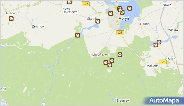 mapa Moryń-Dwór, Moryń-Dwór na mapie Targeo