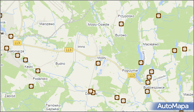 mapa Mosty gmina Goleniów, Mosty gmina Goleniów na mapie Targeo