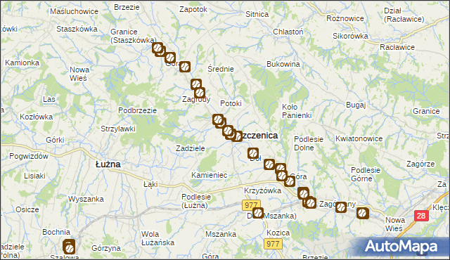 mapa Moszczenica powiat gorlicki, Moszczenica powiat gorlicki na mapie Targeo