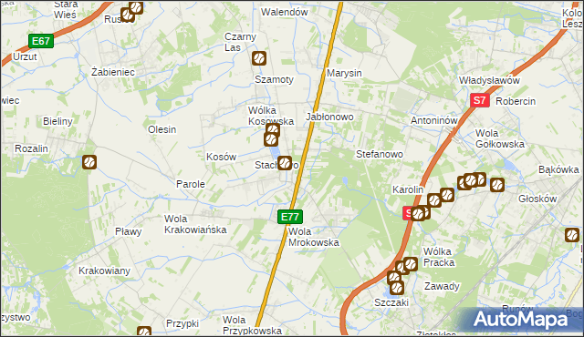 mapa Mroków gmina Lesznowola, Mroków gmina Lesznowola na mapie Targeo