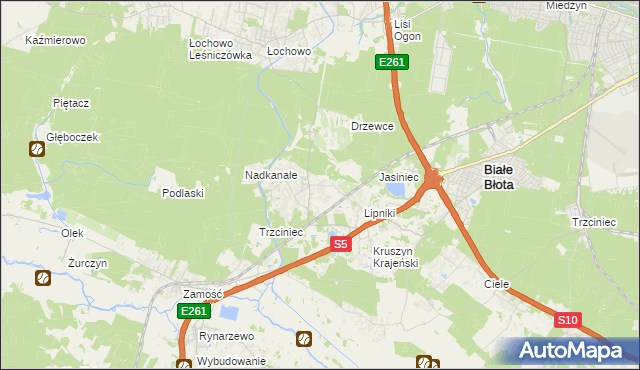 mapa Murowaniec gmina Białe Błota, Murowaniec gmina Białe Błota na mapie Targeo