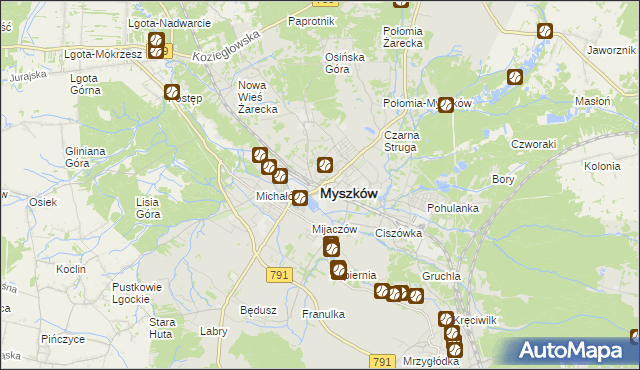 mapa Myszków, Myszków na mapie Targeo