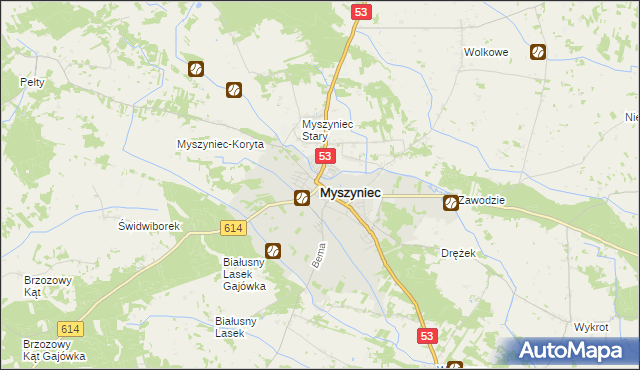 mapa Myszyniec, Myszyniec na mapie Targeo