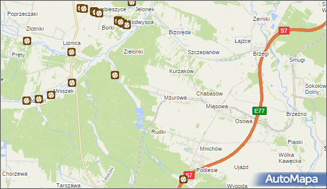 mapa Mzurowa, Mzurowa na mapie Targeo