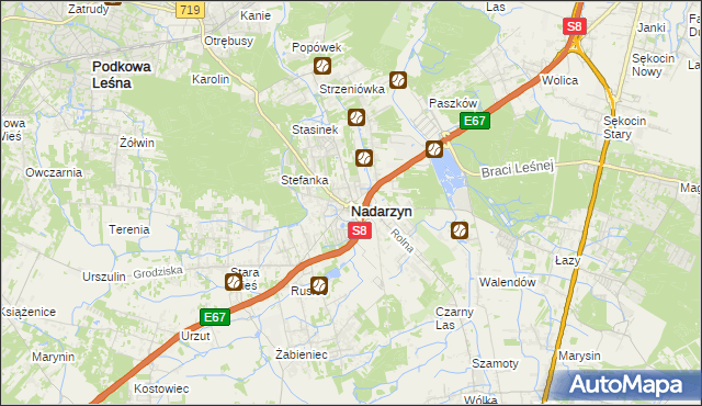 mapa Nadarzyn powiat pruszkowski, Nadarzyn powiat pruszkowski na mapie Targeo