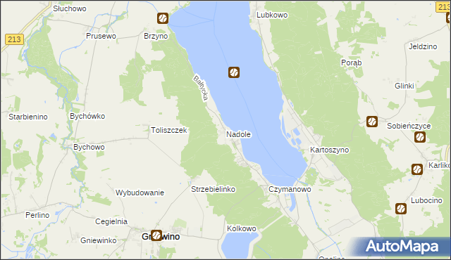 mapa Nadole gmina Gniewino, Nadole gmina Gniewino na mapie Targeo