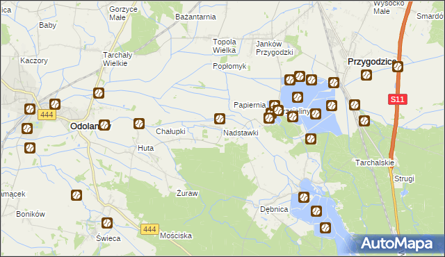 mapa Nadstawki, Nadstawki na mapie Targeo