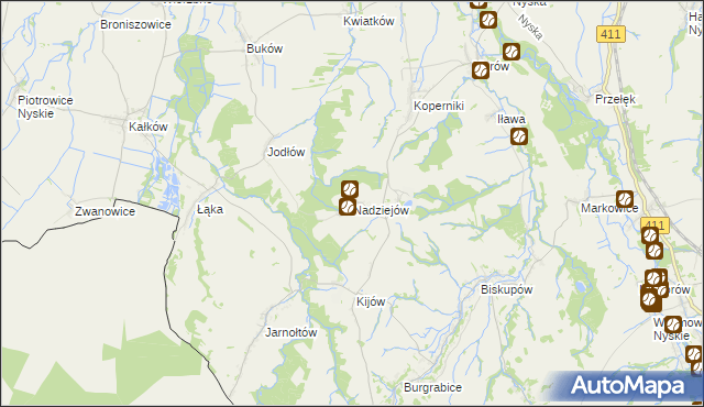 mapa Nadziejów gmina Otmuchów, Nadziejów gmina Otmuchów na mapie Targeo