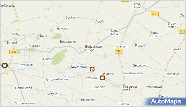 mapa Nagórki gmina Osięciny, Nagórki gmina Osięciny na mapie Targeo