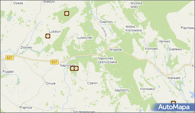 mapa Napromek Leśniczówka, Napromek Leśniczówka na mapie Targeo