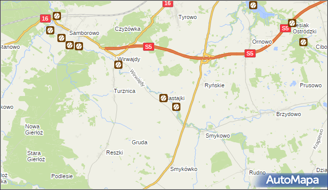 mapa Nastajki, Nastajki na mapie Targeo