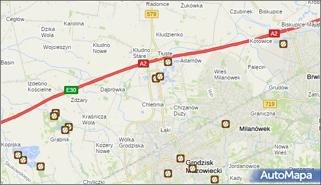 mapa Natolin gmina Grodzisk Mazowiecki, Natolin gmina Grodzisk Mazowiecki na mapie Targeo