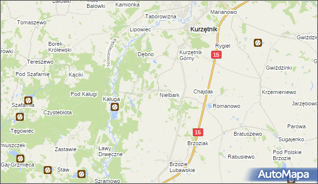 mapa Nielbark, Nielbark na mapie Targeo