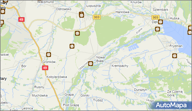 mapa Nowa Biała gmina Nowy Targ, Nowa Biała gmina Nowy Targ na mapie Targeo