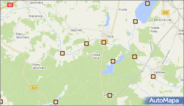 mapa Nowa Obra gmina Wolsztyn, Nowa Obra gmina Wolsztyn na mapie Targeo