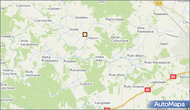 mapa Nowa Wieś gmina Ciechanów, Nowa Wieś gmina Ciechanów na mapie Targeo