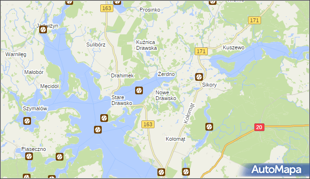 mapa Nowe Drawsko, Nowe Drawsko na mapie Targeo