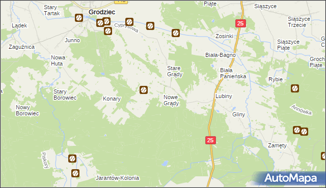 mapa Nowe Grądy, Nowe Grądy na mapie Targeo