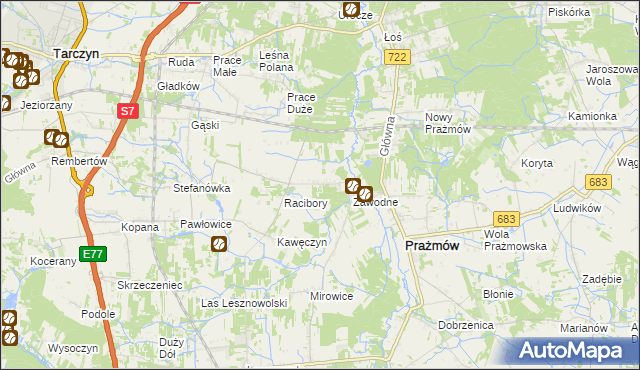 mapa Nowe Racibory gmina Tarczyn, Nowe Racibory gmina Tarczyn na mapie Targeo