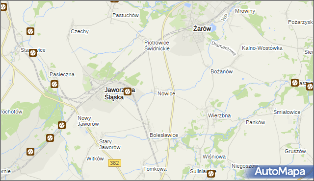 mapa Nowice gmina Jaworzyna Śląska, Nowice gmina Jaworzyna Śląska na mapie Targeo