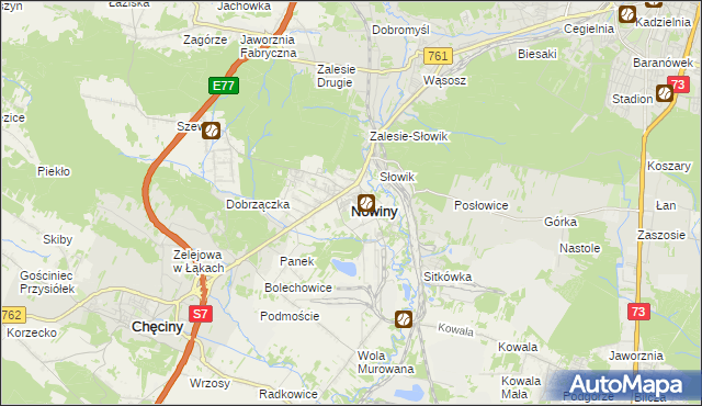 mapa Nowiny gmina Sitkówka-Nowiny, Nowiny gmina Sitkówka-Nowiny na mapie Targeo