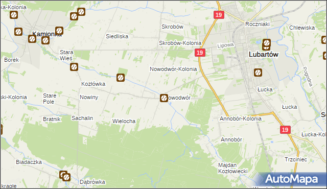 mapa Nowodwór gmina Lubartów, Nowodwór gmina Lubartów na mapie Targeo