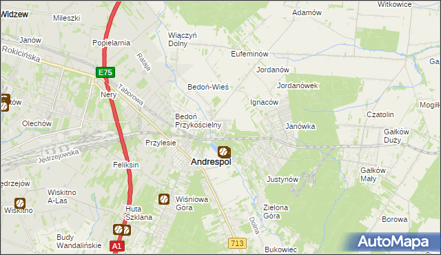 mapa Nowy Bedoń, Nowy Bedoń na mapie Targeo