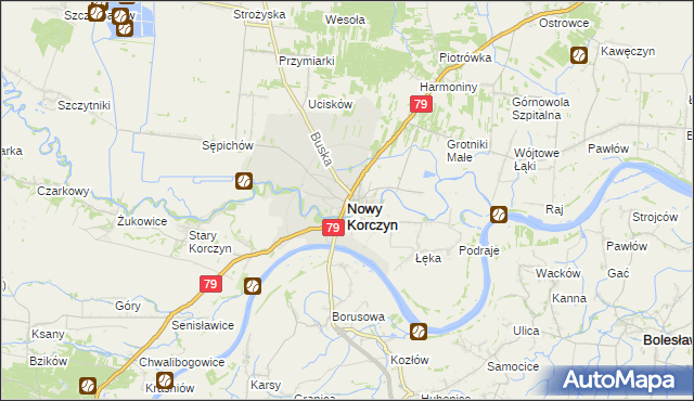 mapa Nowy Korczyn, Nowy Korczyn na mapie Targeo