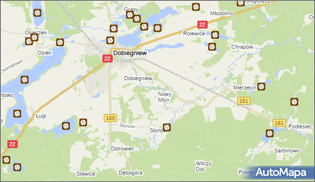 mapa Nowy Młyn gmina Dobiegniew, Nowy Młyn gmina Dobiegniew na mapie Targeo