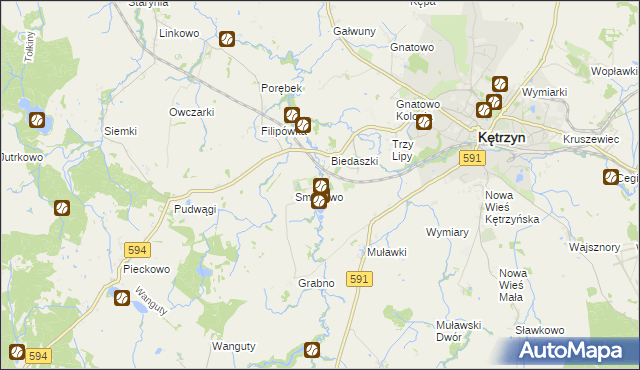 mapa Nowy Młyn gmina Kętrzyn, Nowy Młyn gmina Kętrzyn na mapie Targeo