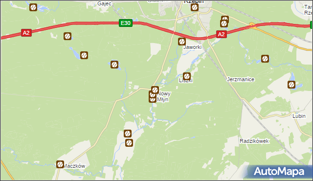 mapa Nowy Młyn gmina Rzepin, Nowy Młyn gmina Rzepin na mapie Targeo