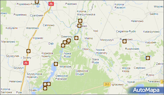 mapa Obory gmina Wierzbinek, Obory gmina Wierzbinek na mapie Targeo