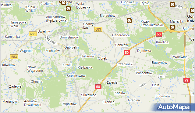mapa Obręb gmina Góra Kalwaria, Obręb gmina Góra Kalwaria na mapie Targeo