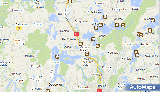 mapa Ochaby Małe, Ochaby Małe na mapie Targeo