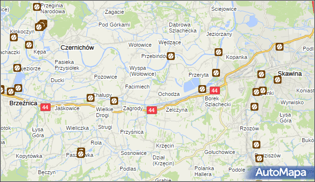 mapa Ochodza gmina Skawina, Ochodza gmina Skawina na mapie Targeo